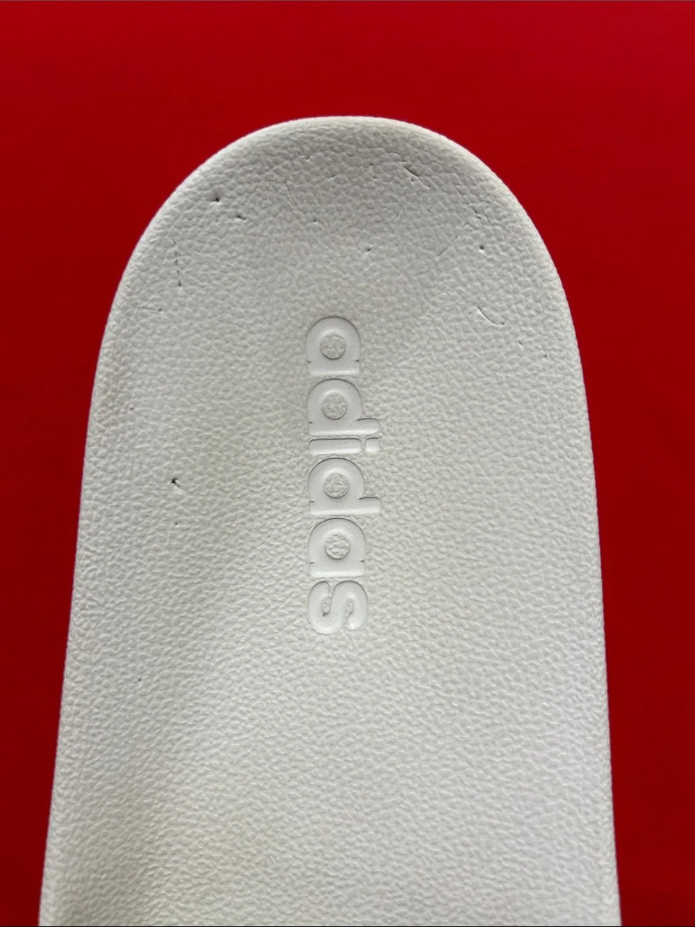 adidas White Slide Sandals with Black Stripes